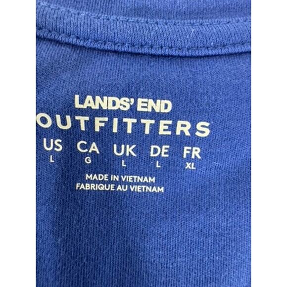 "Lands End" Outfitters Blue Cotton Button Cardigan Teacher Office Cottage SZ L - Picture 6 of 11